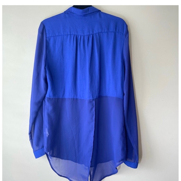 Free People royal blue sheer tunic/blouse - Picture 6 of 11